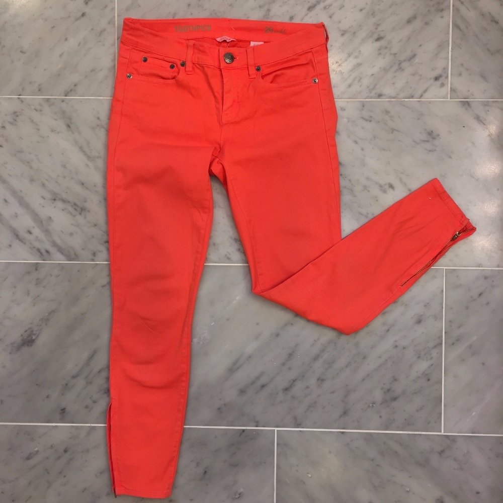J. Crew Toothpick Coral Ankle jeans, Size 26